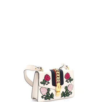 Gucci Sylvie Shoulder Bag Embroidered Leather Small