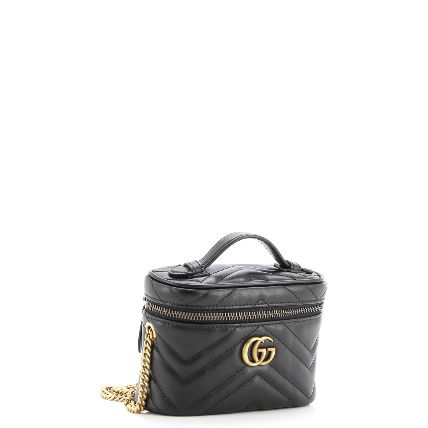 Gucci Gg Marmont Top Handle Vanity Chain Bag Matelasse Leather Mini