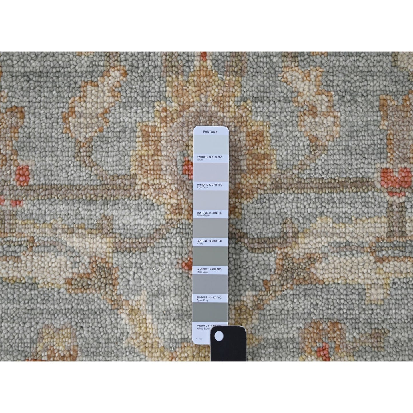 9'X11'10" Contented Green Hand Knotted Supple All Wool Oushak Design Rug