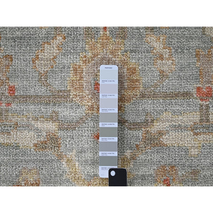 9'X11'10" Contented Green Hand Knotted Supple All Wool Oushak Design Rug