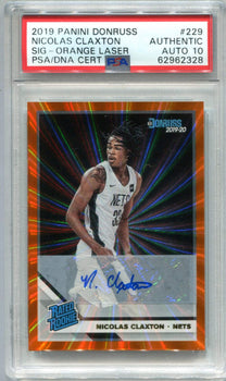 Nicolas Claxton 2019 Panini Donruss Orange Laser #229 Psa Auto Auth Auto 10