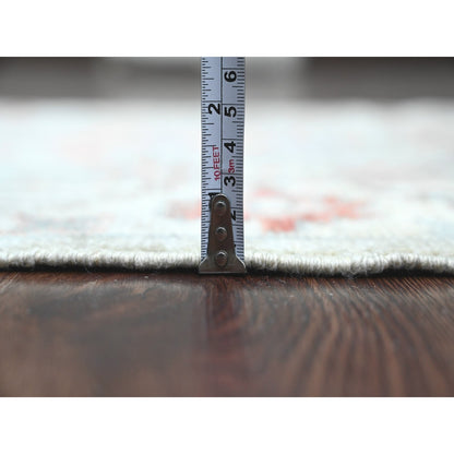 3'X4'9" Gray Hand Knotted Afghan Angora Oushak Floral Pattern Wool Rug