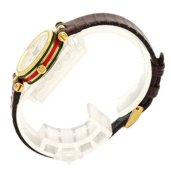 Gucci Sherry Line Watches Gold Plated/Leather Ladies