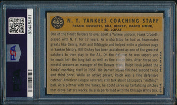 1960 Topps N.Y. Yankees Coaches #465 Multi-Signed Authentic Card Psa/Dna 188497
