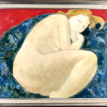 Alain Bonnefoit Original Oil Painting Chatounette 1978 Nude Venus Style France