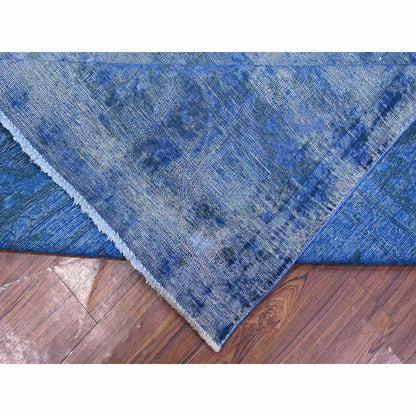 9'8"X12'10" Lowes Blue Cleaned Vintage Zoroastrian Karman Oriental Rug