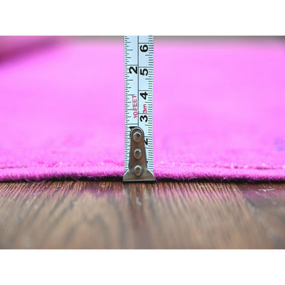 6'X8'6" Pink Overdyed Kazak Geometric Pattern Hand Knotted 100% Wool Rug