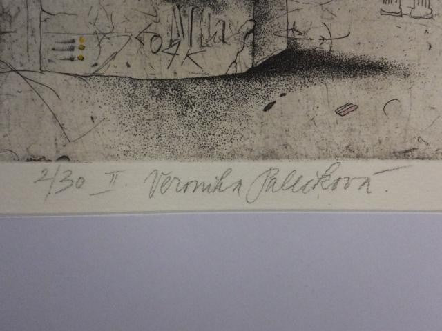 Veronika Pale?Kova Original Etching "Philosopher" 2/30 Signed Czech Surreal Art