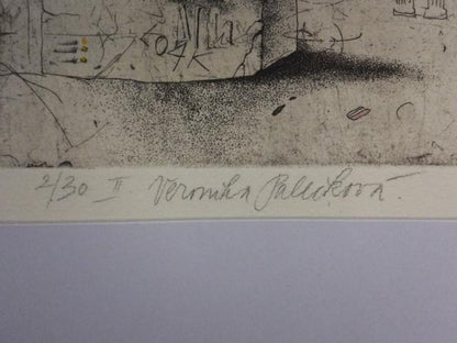 Veronika Pale?Kova Original Etching "Philosopher" 2/30 Signed Czech Surreal Art