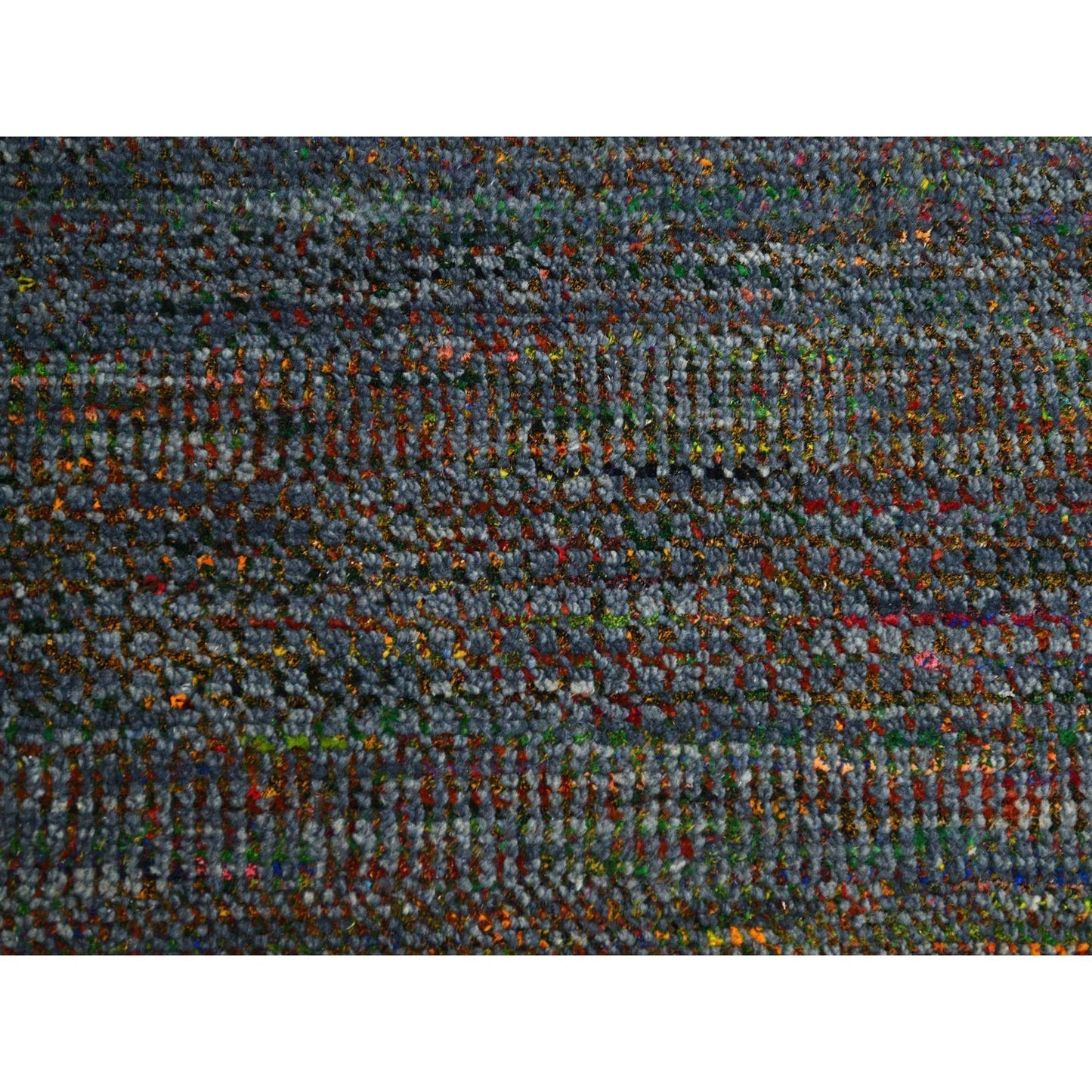 Rug 10'2"x13'10" Gray Modern Hand Knotted Grass Design Wool and Silk