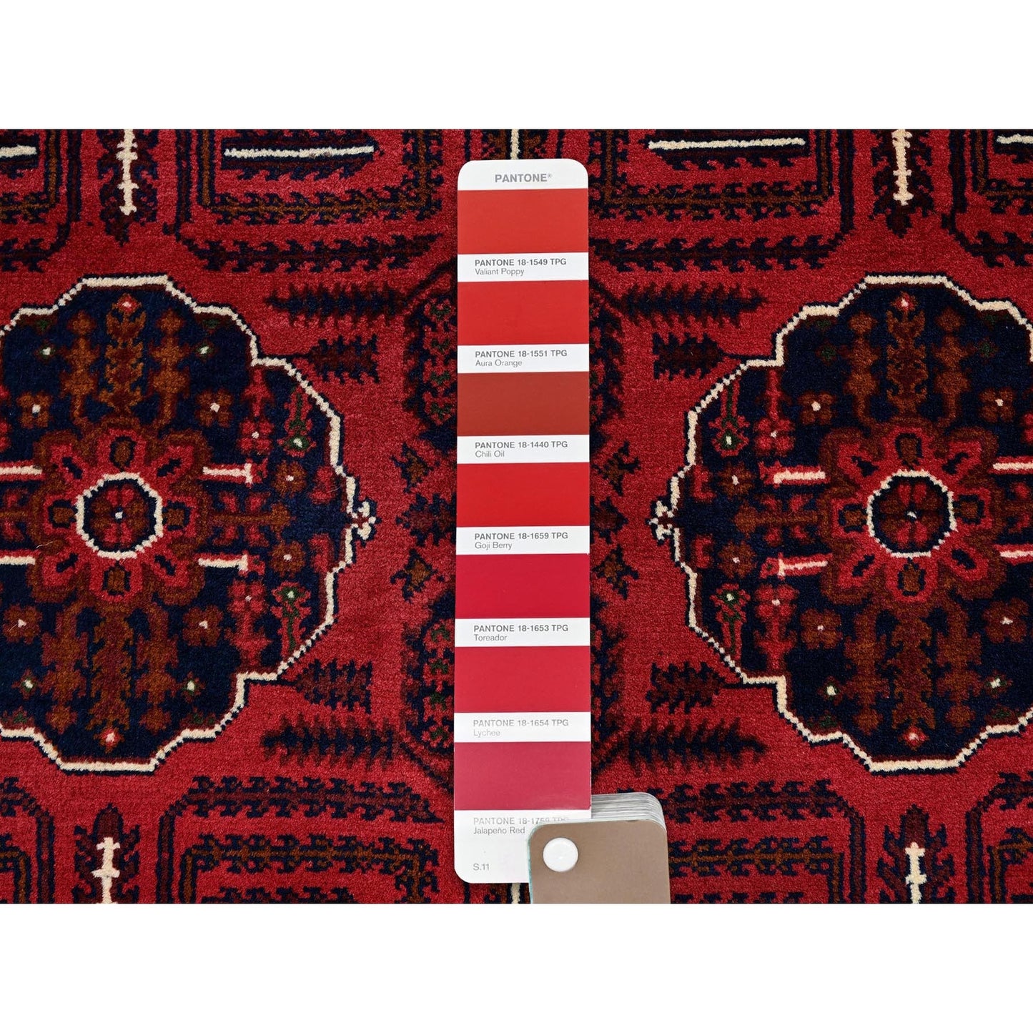 4'X6'4" Red Afghan Khamyab Tribal Medallions Design Wool Hand Knotted Rug
