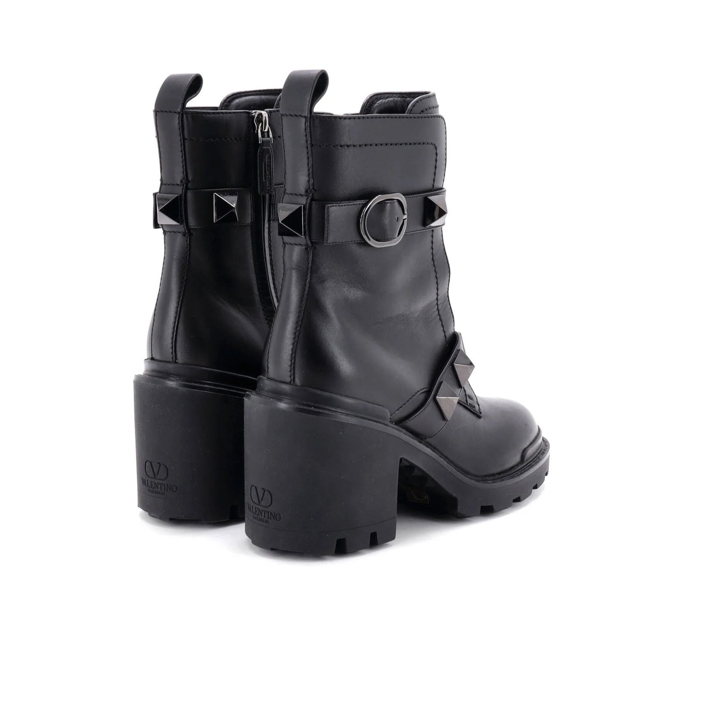 Valentino Garavani Women'S Roman Stud Combat Ankle Boots Leather