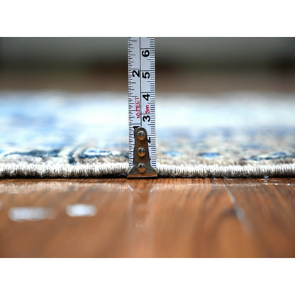 2'6"X6' Blue Fine Aryana Soft Wool Hand Knotted Oriental Rug