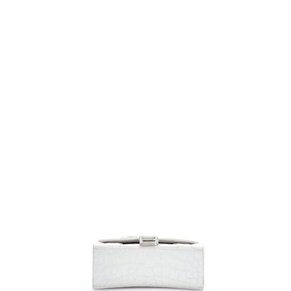 Balenciaga Hourglass Top Handle Bag Crocodile Embossed Leather Xs
