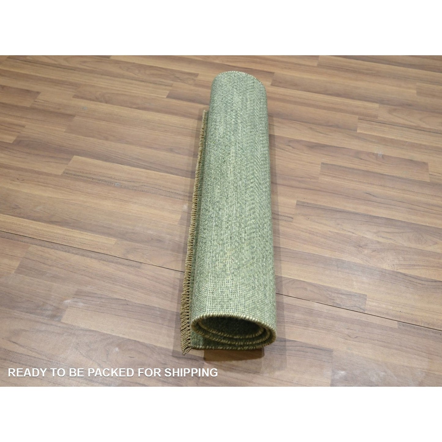 2'x3' Sage Green Natural Wool Modern Grass Design Hand Knotted Mat Rug