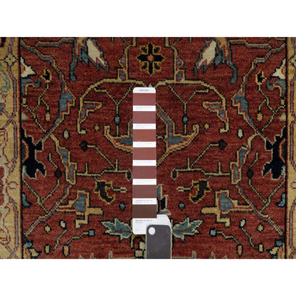 2'7"X6'1" Red Wool Hand Knotted Antiqued Fine Heris Recreation Runner Rug