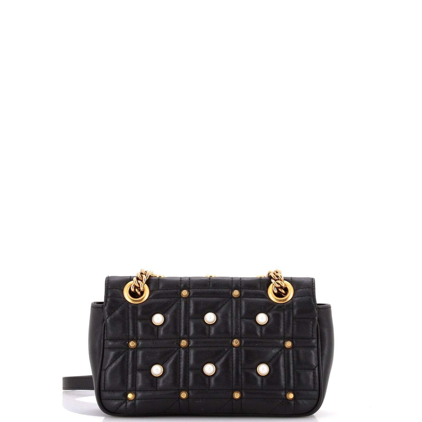 Gucci Pearly Gg Marmont Flap Bag Embellished Matelasse Leather Mini