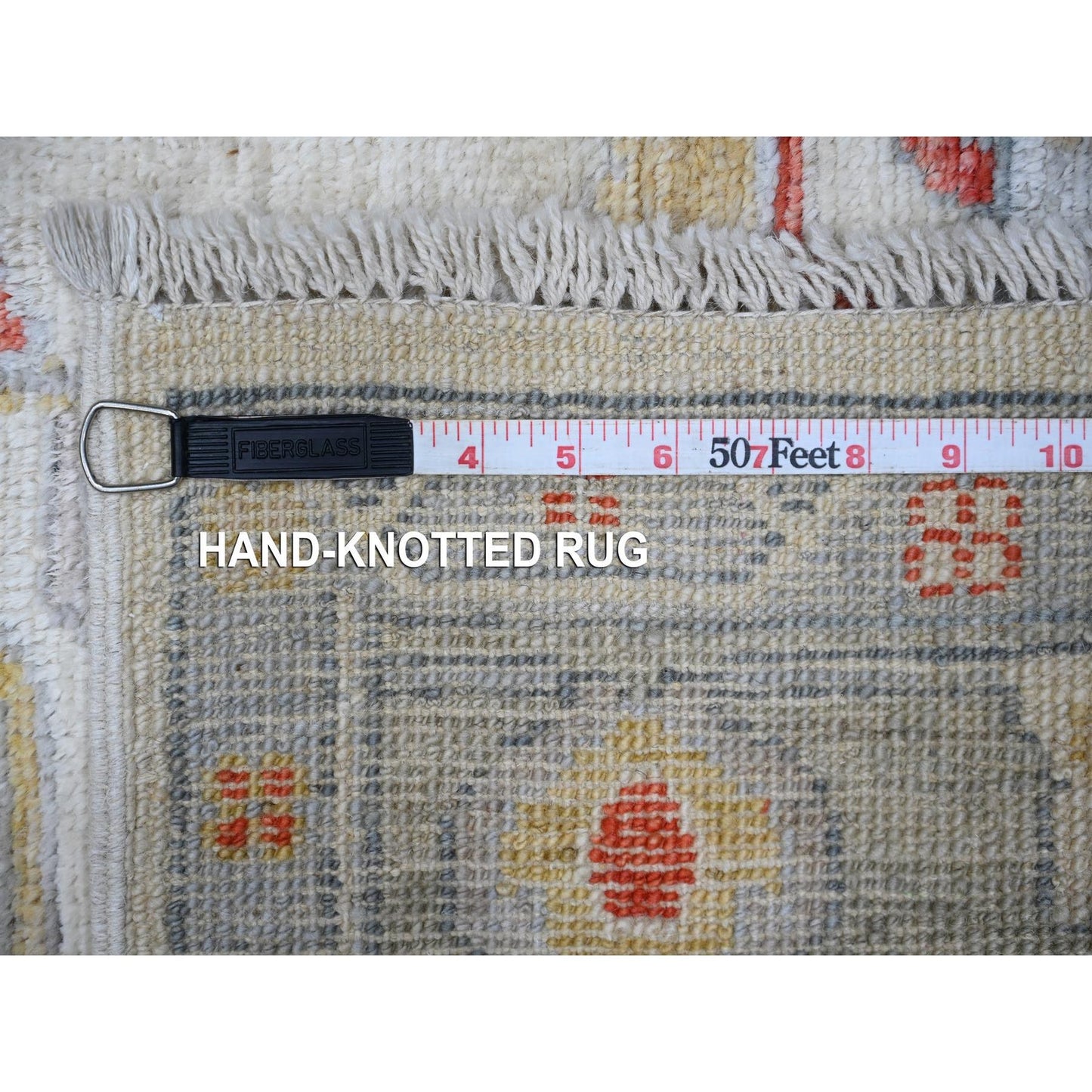 6'X8'8" Spatial White Oushak Rural Flower And Leaf Design Oriental Rug