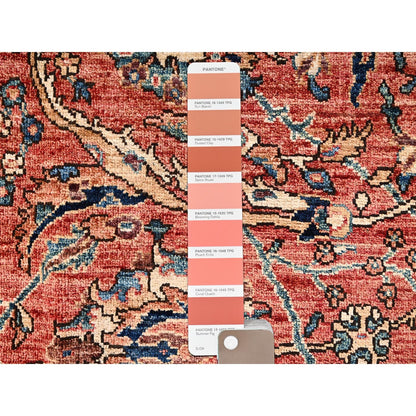 Rug 8'x10'6" Coral Red Aryana Grade Sickle Leaf Design Hand Knotted Wool