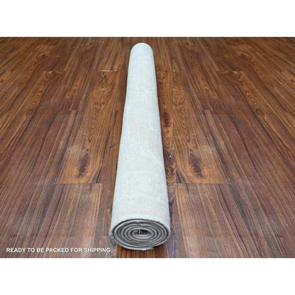 4'X5'9" Gainsboro Gray White Wash Peshawar Wool Hand Knotted Oriental Rug