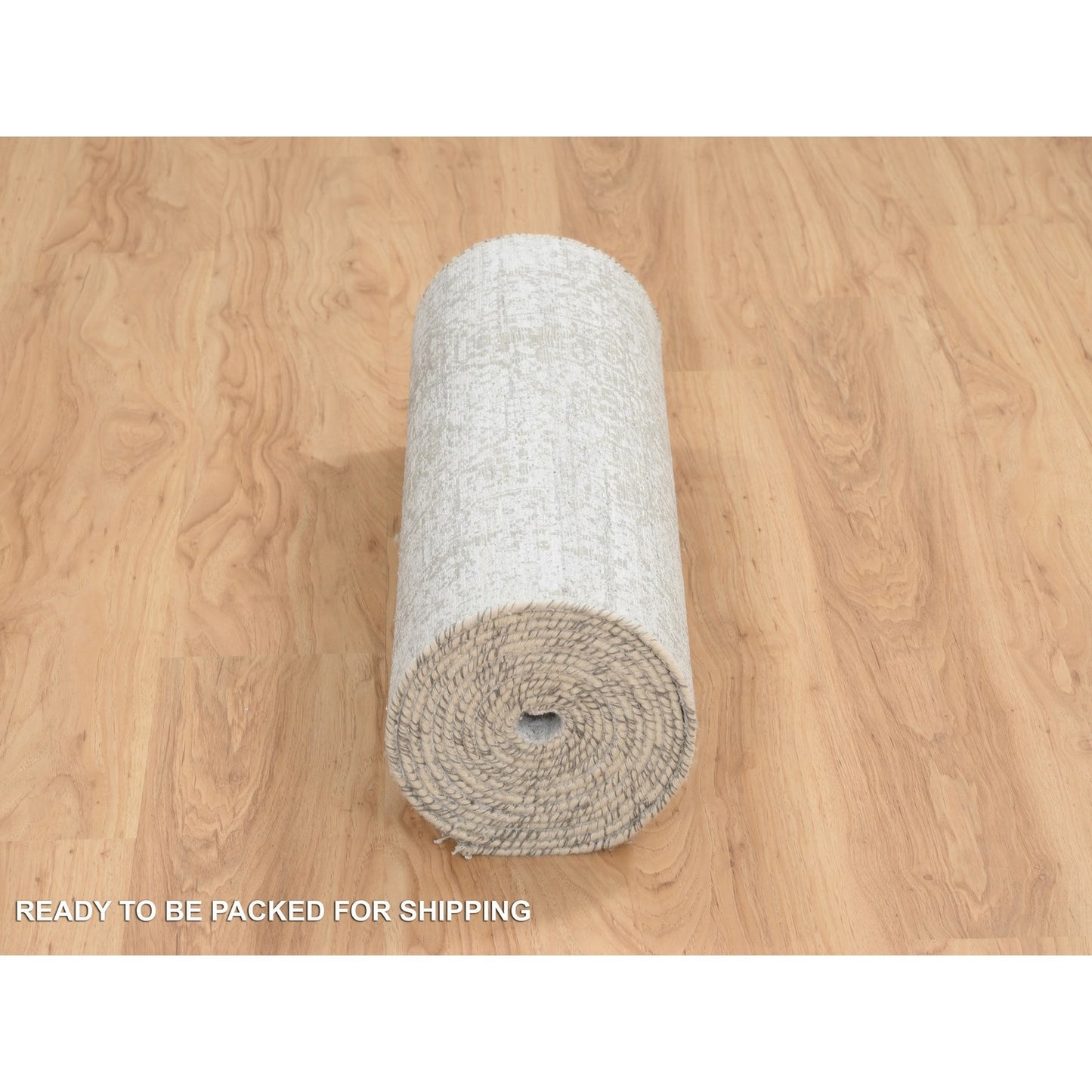 2'7"X17'7" Gray Hand Knotted Wool And Silk Zoroastrian Design Runner Rug