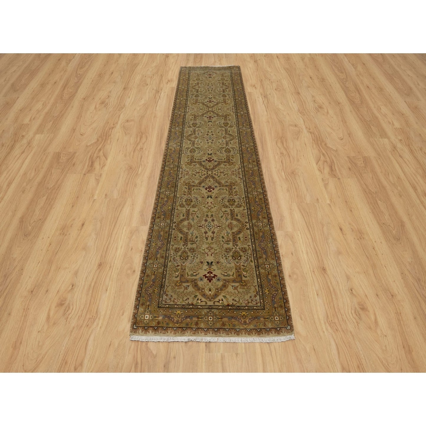 2'10"X12' Brown Tebraz Revival New Zealand Wool Hand Knotted Runner Rug