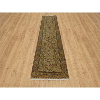 2'10"X12' Brown Tebraz Revival New Zealand Wool Hand Knotted Runner Rug