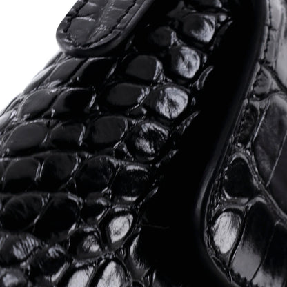 Balenciaga Xx Flap Street Shoulder Bag Crocodile Embossed Leather Small