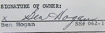 Ben Hogan Signed Gas Division Order With Hinkle
