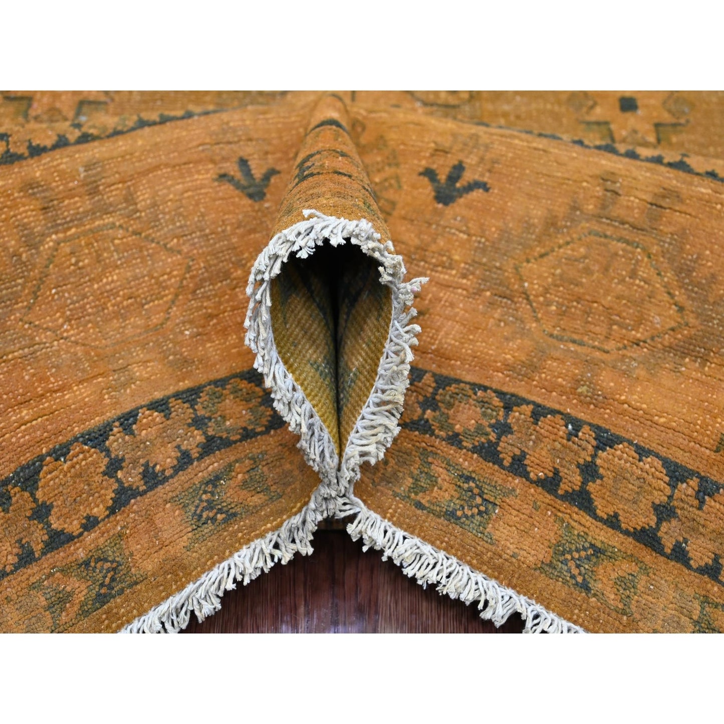 7'8"X9'10" Brown Overdyed Kazak Flower Design 100% Wool Hand Knotted Rug