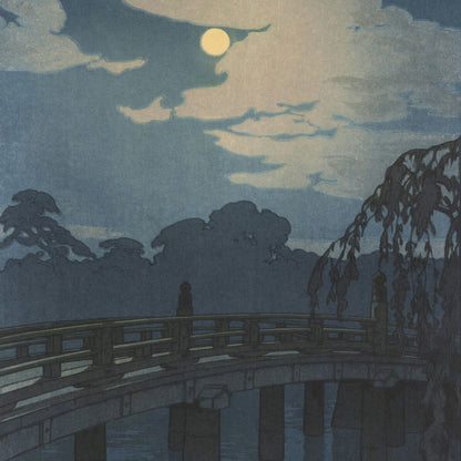 Hiroshi Yoshida "Hirakawa Bridge" original woodblock print, signed 1924