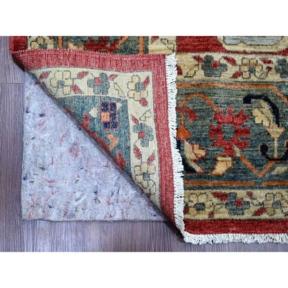 9'X12' Red Seeripe Heris With Flower Design Hand Knotted 100% Wool Rug