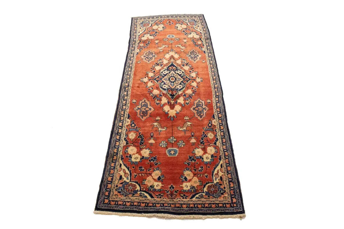 Vintage Oriental Runner Rug Tribal Floral Design