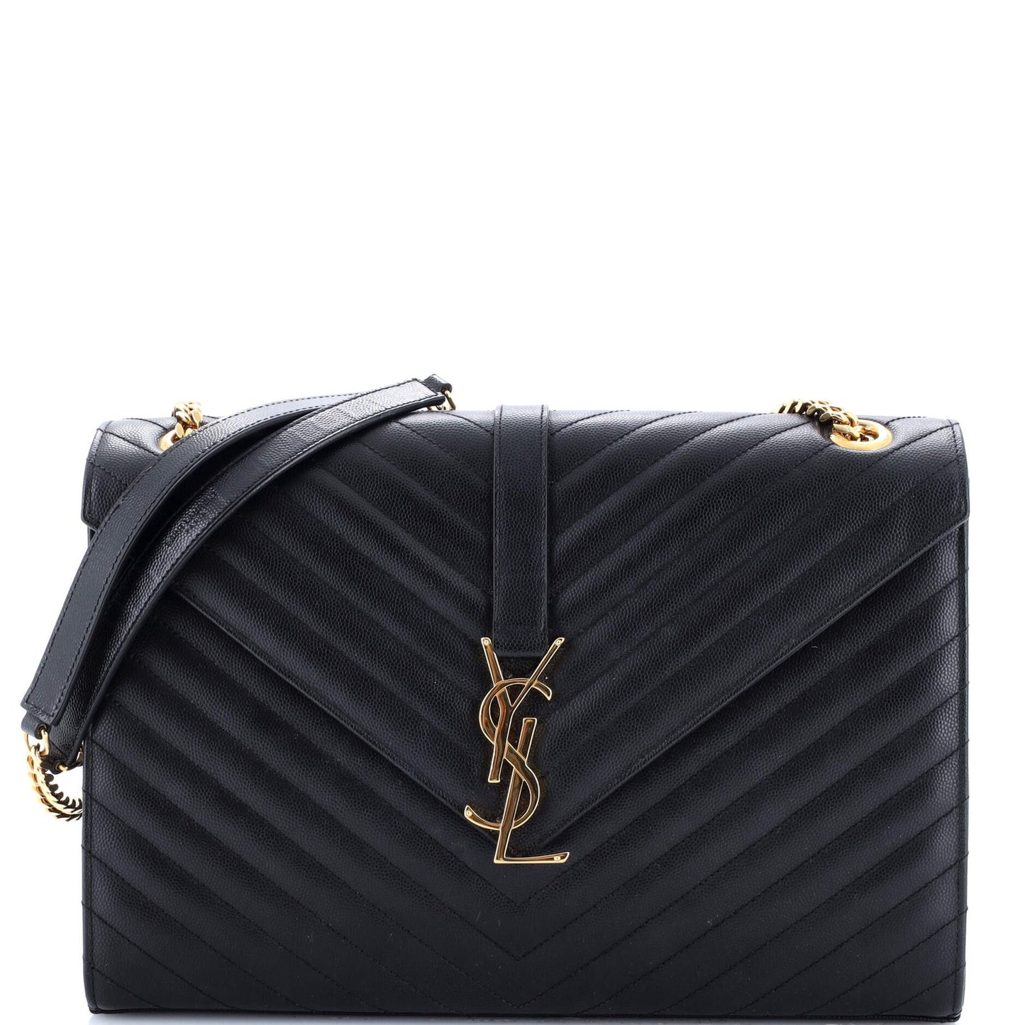 Saint Laurent Classic Monogram Envelope Satchel Matelasse Chevron Leather Large