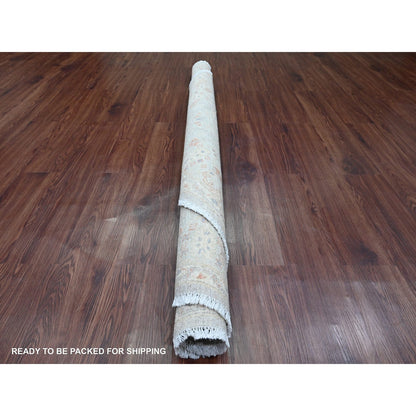 6'X6' Blue Ziegler Mahal Design Washed Out Hand Knotted Wool Round Rug