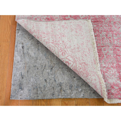 2'8"X11'10" Broken Farsian Design Runner Tone On Tone Wool And Silk Rug