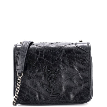 Saint Laurent Niki Chain Wallet Matelasse Chevron Leather