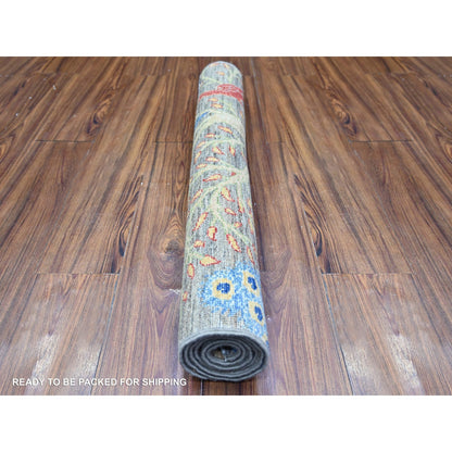 3'X5' Gray Birds Paradise Hand Knotted Peshawar 100% Wool Oriental Rug