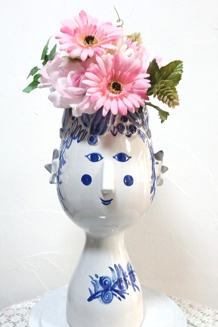 Handmade BJORN WIINBLAD Flower Vase "Girl from Arles" Blue House Ceramic