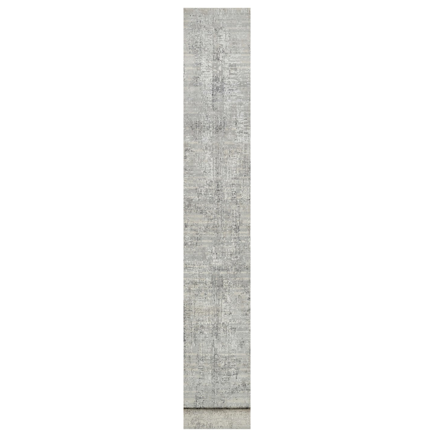 2'6"X26' Gray Hand Knotted Undyed Natural Wool Modern Xl Runner Rug