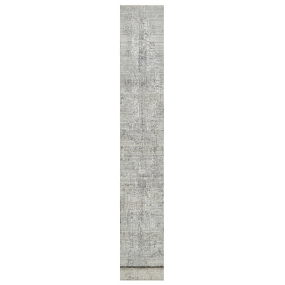 2'6"X26' Gray Hand Knotted Undyed Natural Wool Modern Xl Runner Rug
