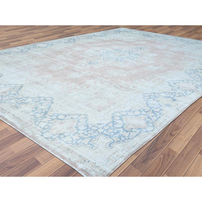 10'1"X14'2" Hand Knotted Almond Brown Vintage Farsian Karman Wool Rug