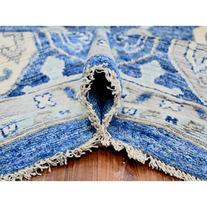 11'10"X15'1" Steel Blue Anatolian Village Inspired Wool Hand Knotted Rug