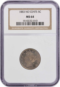 1883 No Cents Liberty Nickel RPD MS64 NGC
