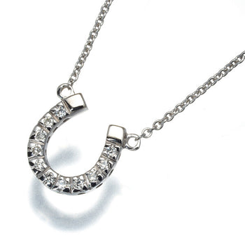 Star Jewelry Necklace Diamond Horseshoe 18K 750 White Gold