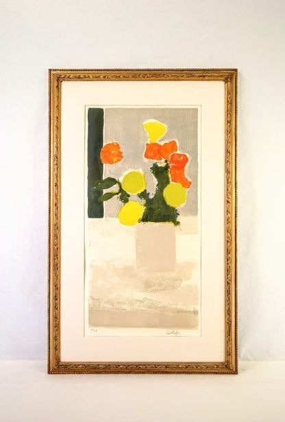 Bernard Cathelin Lithograph "Rose Dinde Et Millefeuille" 1972 Signed 185Ex
