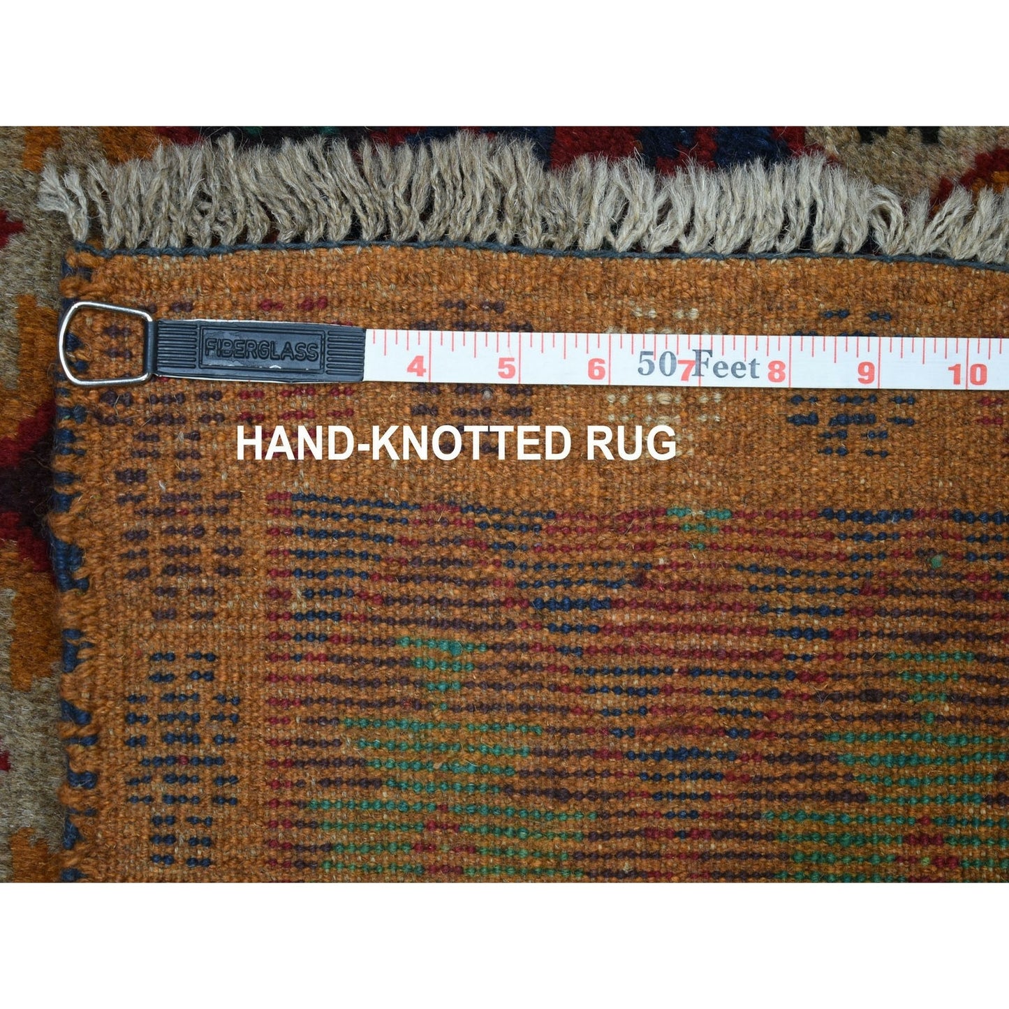 4'1"X5'9" Tribal Design Hand Made Pure Wool Colorful Afghan Village Rug
