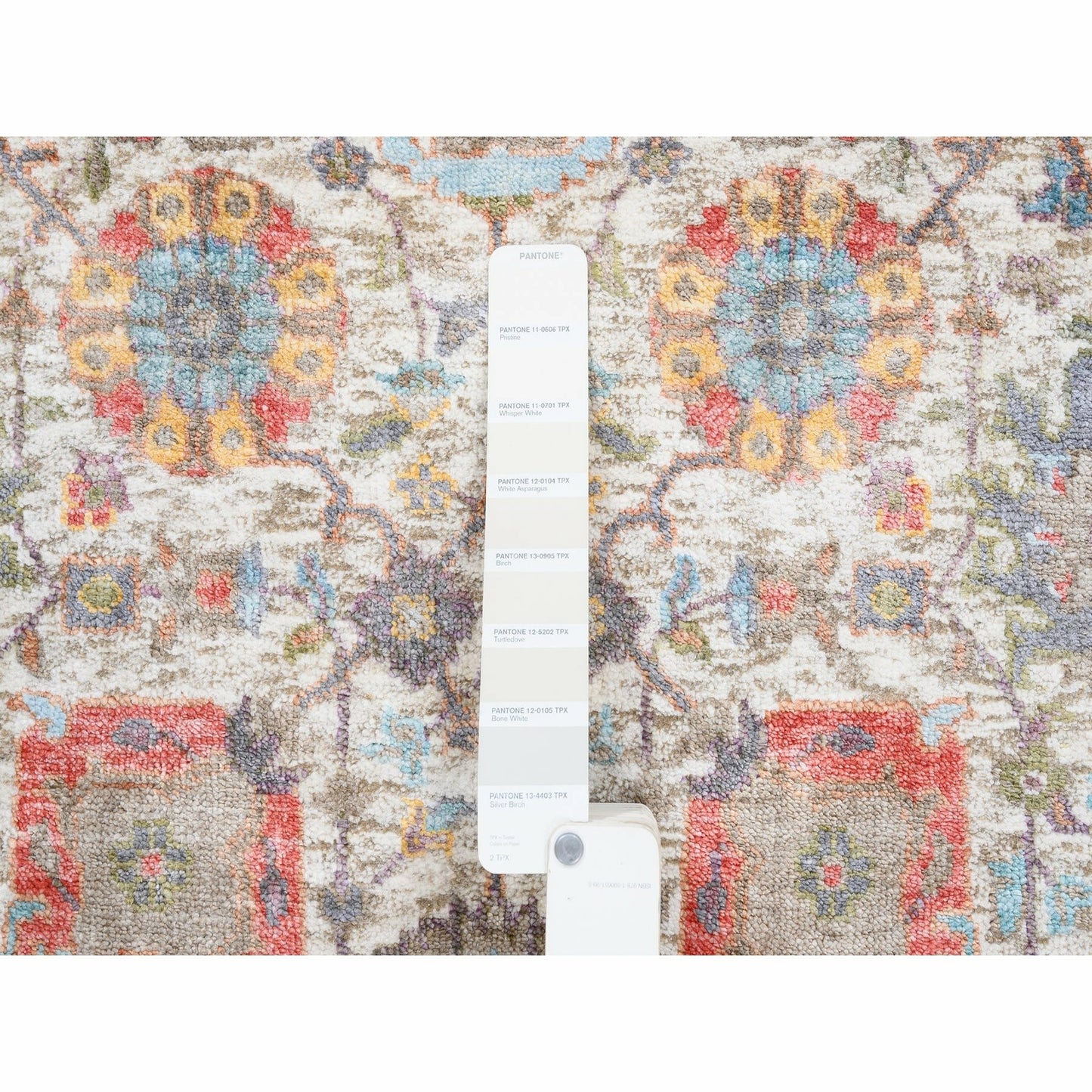 4'1"X10'3" Ivory Tebraz Silk With Textured Wool Hand Knotted Runner Rug