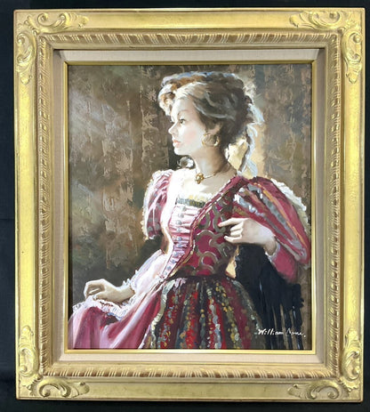 William Cane Original Oil Painting | Baroque Lady Portrait | Large Vintage Frame