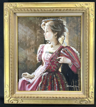 William Cane Original Oil Painting | Baroque Lady Portrait | Large Vintage Frame
